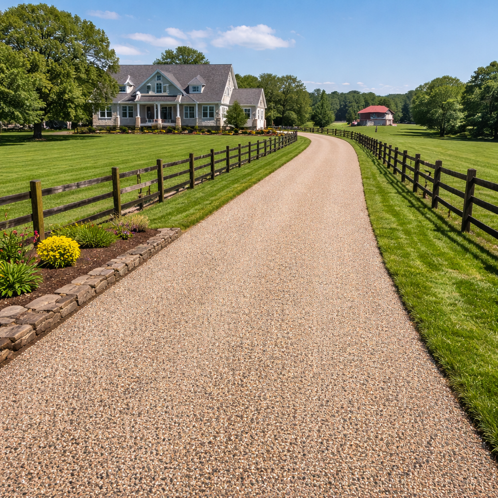 Tar and chip driveway installation in Middle Tennessee